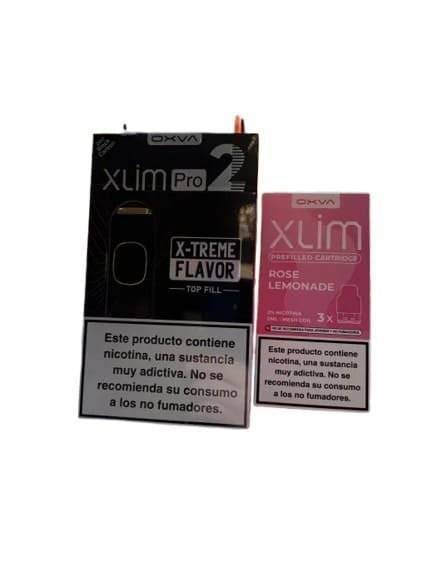 Oxva Xlim Pro 2 Pod -Black Carbon + Oxva Xlim Prefilled Rose Lemonade 20mg